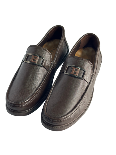 Pebble-Grain Leather Loafer's – Brown