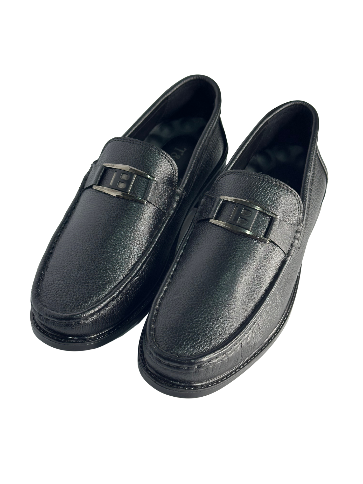 Pebble-Grain Leather Loafers – Black