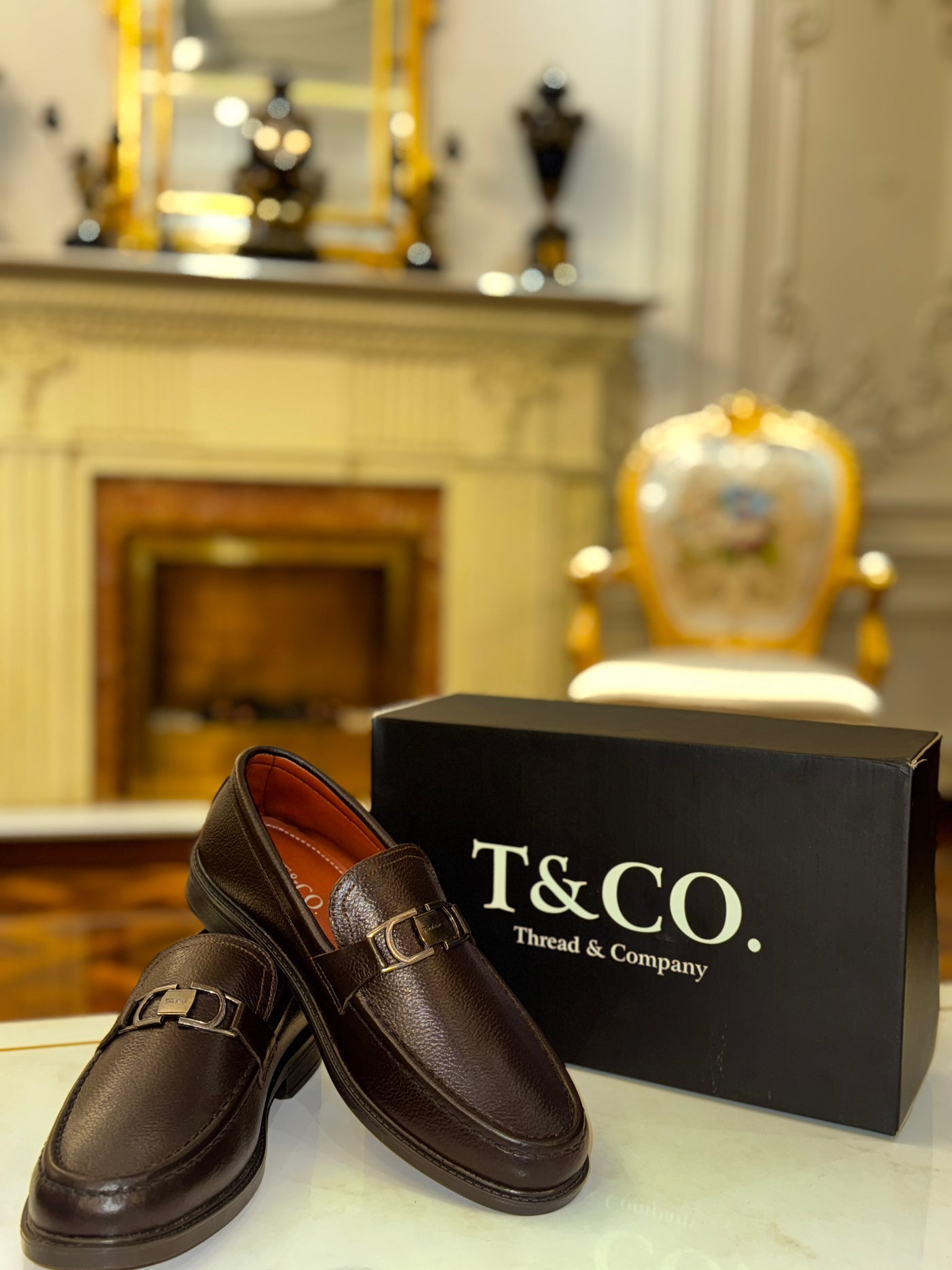 Brown Leather Loafers with Metal Bit