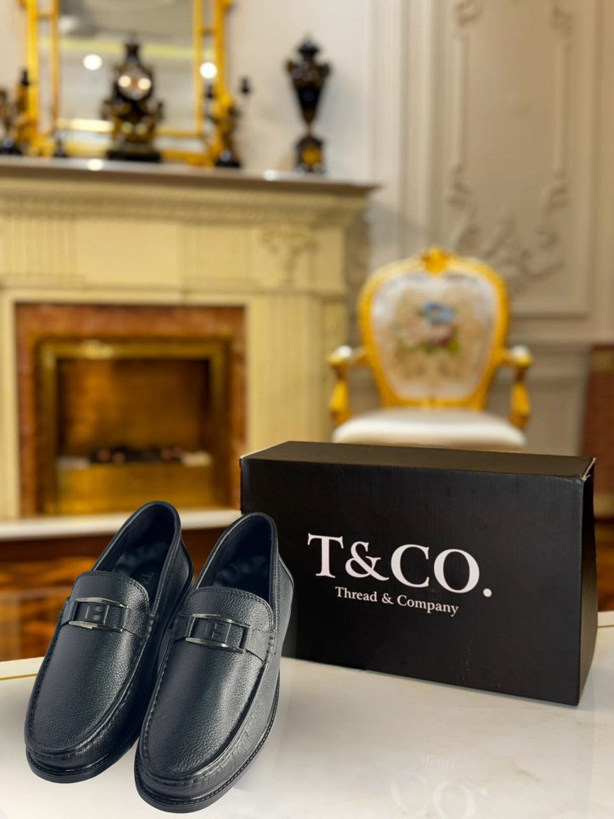 Pebble-Grain Leather Loafers – Black